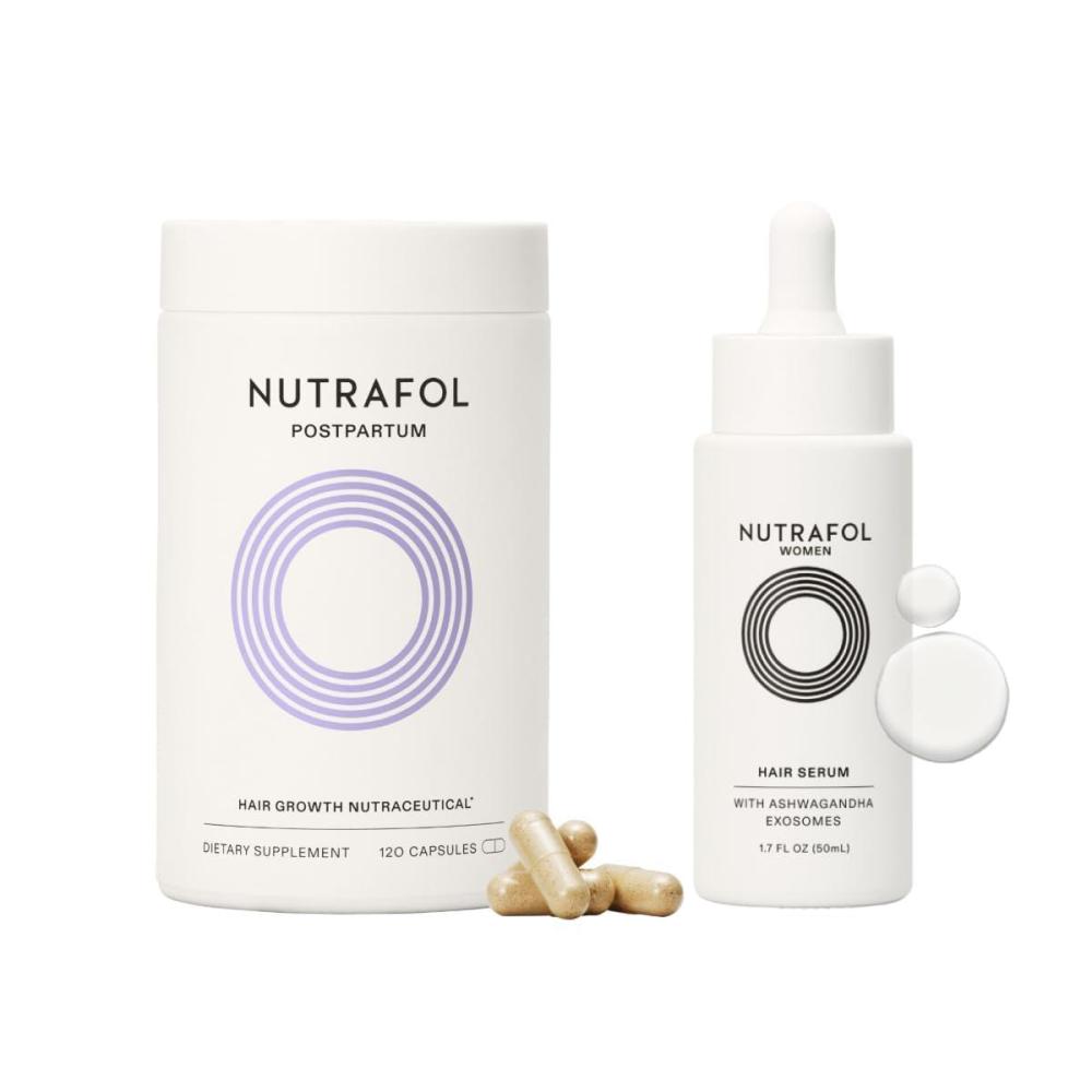 imageNutrafol Postpartum Hair Growth Supplements and Hair Serum Clinically Tested for Visible Thickness and Strength  1 Month Supply 17 Fl Oz Bottle