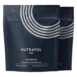 Nutrafol Men 50+ Hair Growth Supplements, Clinically Tested for Visibly Thicker Hair and Scalp Coverage, #1 Dermatologist-Recommended Hair Growth Supplement Brand – 2 Month Supply, 2 Refill Pouches
