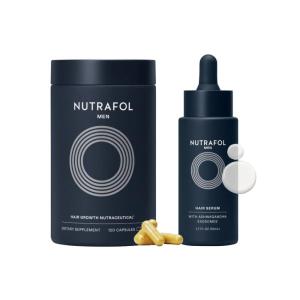 Nutrafol Men’s Hair Growth Supplement and Hair Serum, Clinically Tested for Visible Thickness and Strength – 1 Month Supply, 1.7 Fl Oz Bottle
