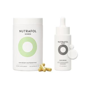 Nutrafol Women’s Hair Growth Supplements and Hair Serum, Ages 18-44, Clinically Tested for Visible Thickness and Strength – 1 Month Supply, 1.7 Fl Oz Bottle