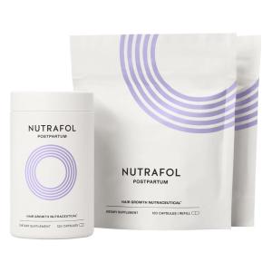 Nutrafol Postpartum Hair Growth Supplements, Clinically Tested for Visibly Thicker Hair and Less Shedding, Breastfeeding-friendly – 3 Month Supply, Pack of 3